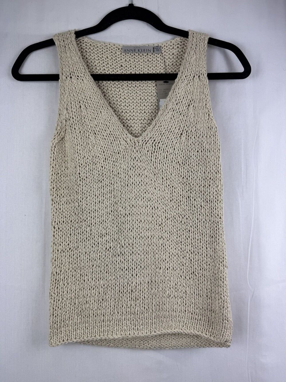 Anne Klein XL Petite Beige Silk Open Stitch Knit NEW Retail $160